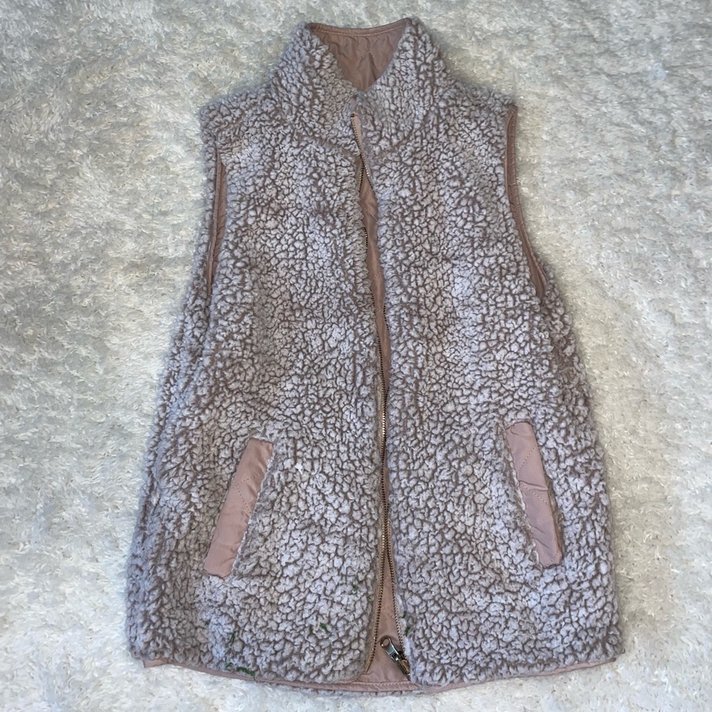 Reversible Pink Sherpa Vest